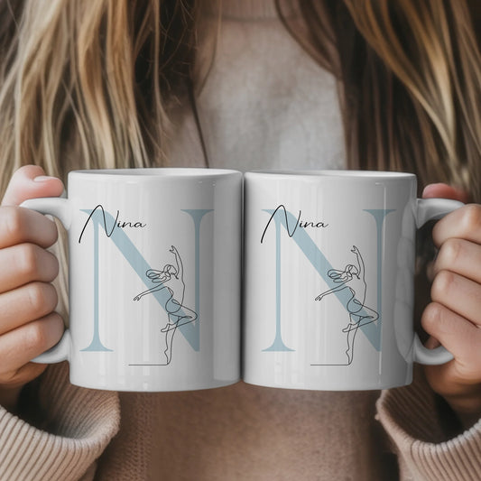 Ausgefallene Tassen Mit Name Lineart Tänzerin Tanzen Personalisiertes Geschenk für Tanzliebhaber 1