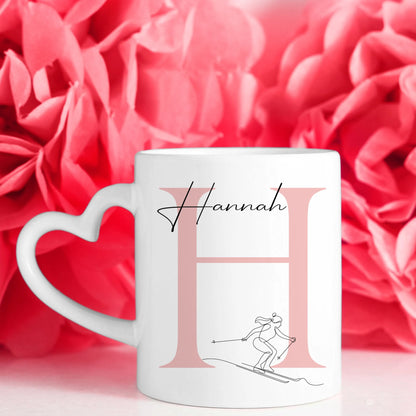 Personalisierte Tasse Mit Name Lineart Skifahrerin Skifahren Geschenkidee 7