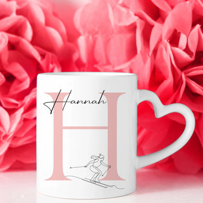 Personalisierte Tasse Mit Name Lineart Skifahrerin Skifahren Geschenkidee 8