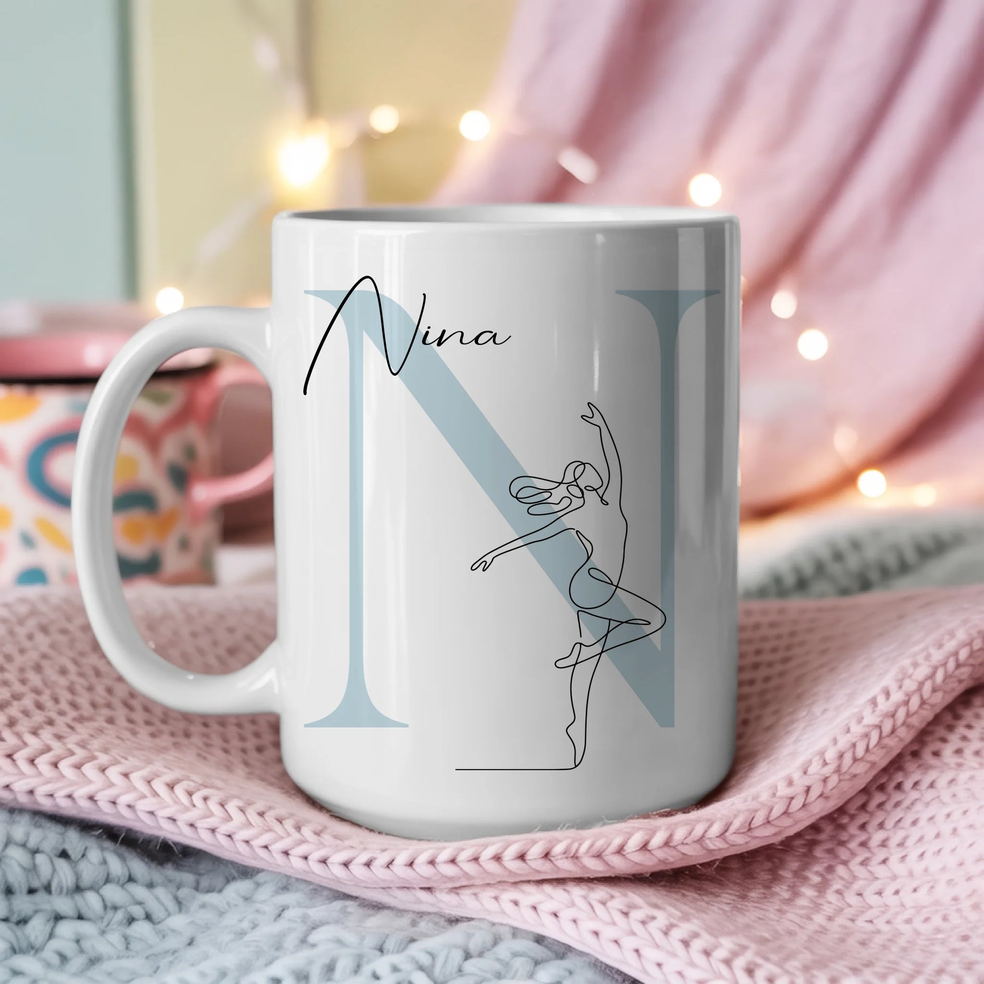 Ausgefallene Tassen Mit Name Lineart Tänzerin Tanzen Personalisiertes Geschenk für Tanzliebhaber 3