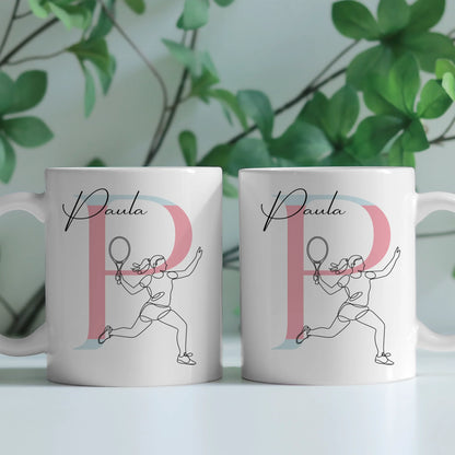 Ausgefallene Tassen Mit Name Lineart Tennisspielerin Tennis Personalisiertes Geschenk 2