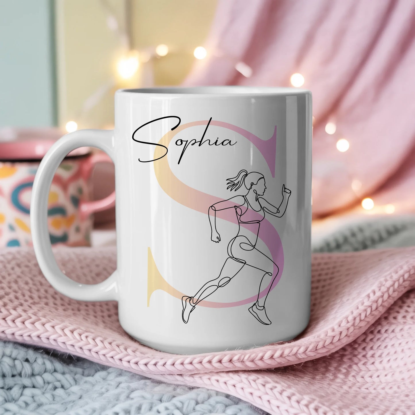 Personalisierte Tasse Mit Name Lineart Ultramarathonläuferin Für Ultramarathon Fans 3