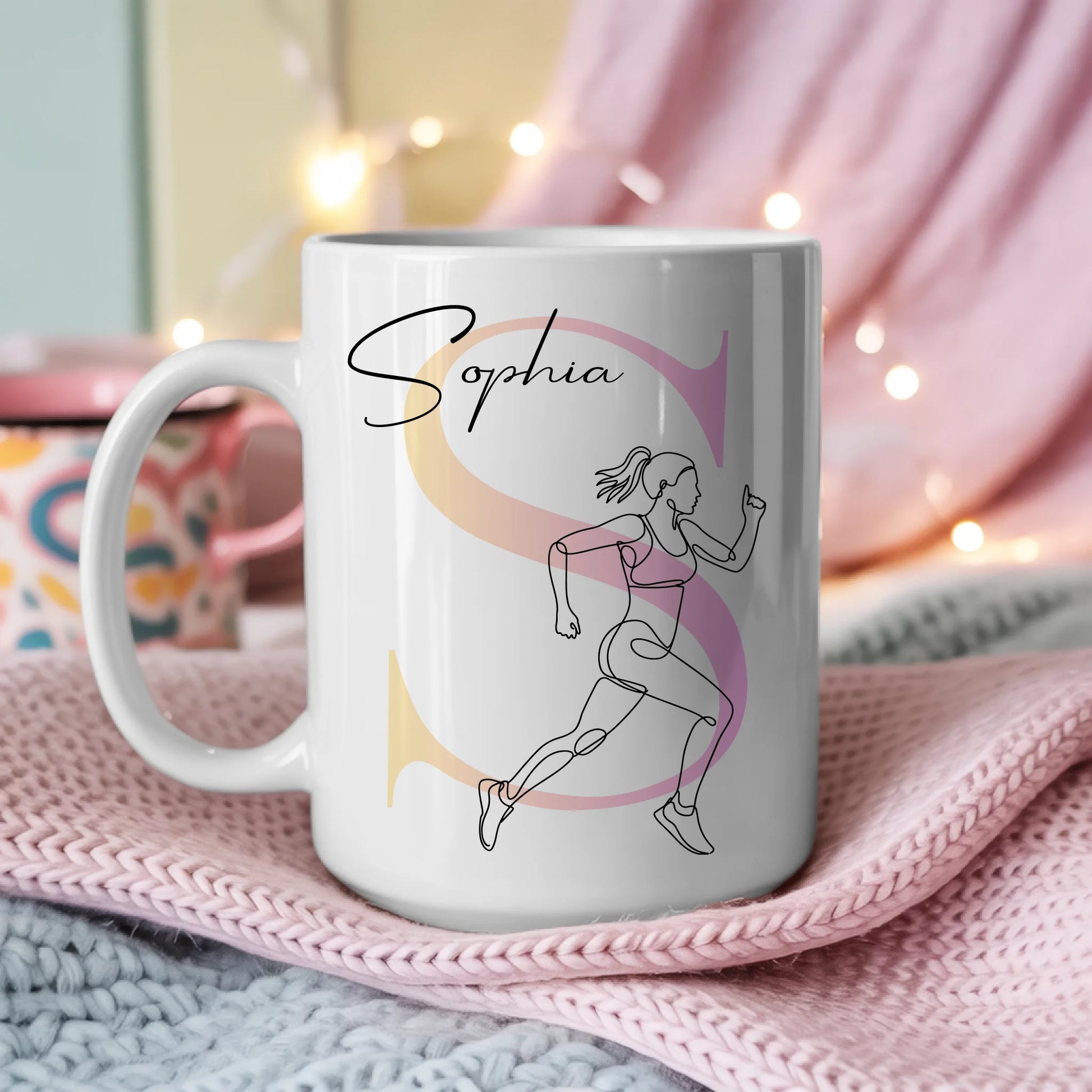 Personalisierte Tasse Mit Name Lineart Ultramarathonläuferin Für Ultramarathon Fans 3