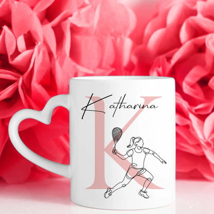 Personalisierte Tasse Mit Name Und Lineart Squashspielerin Für Squashfans 7