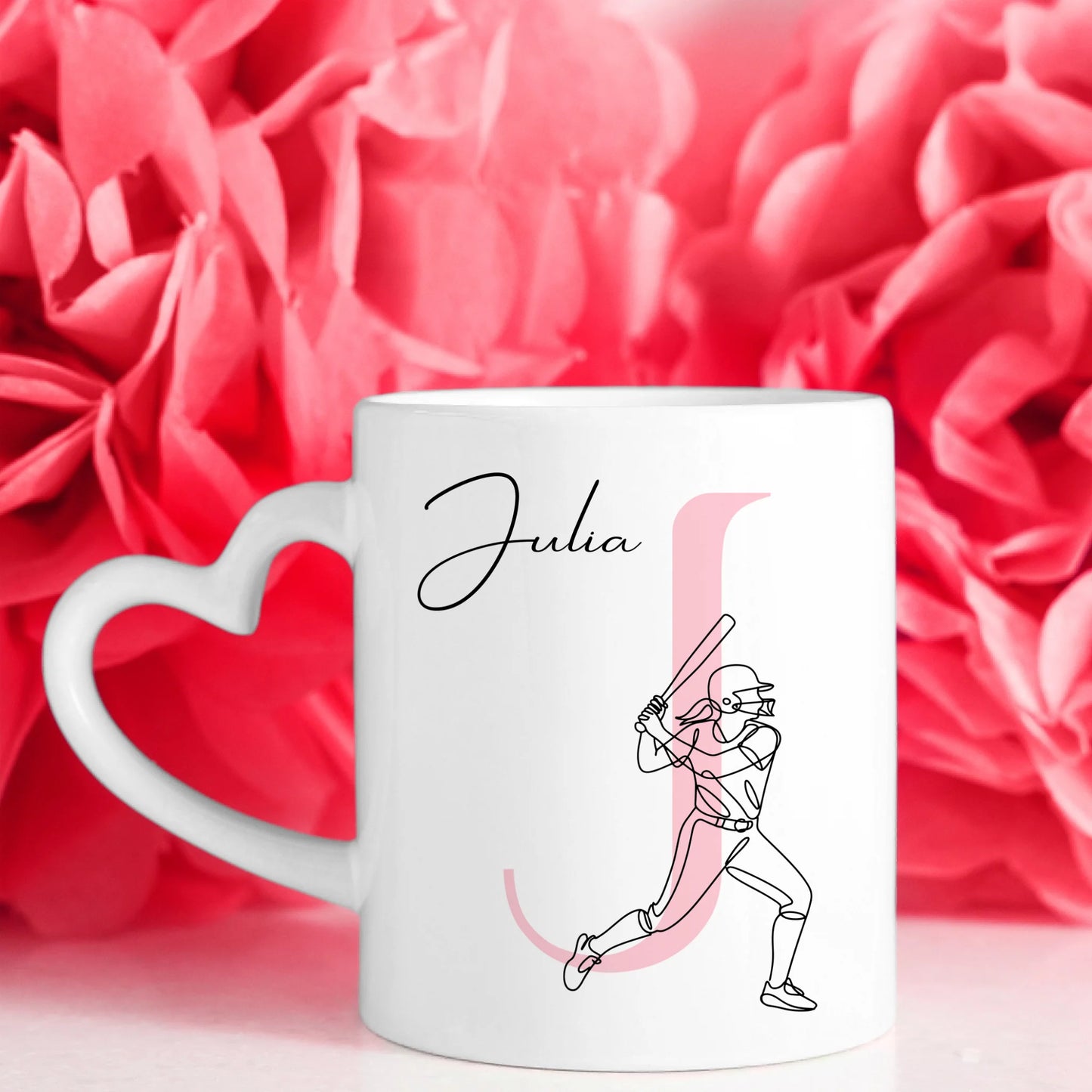 Kaffee Tasse Personalisiert Lineart Softballspielerin Softball Geschenk 7