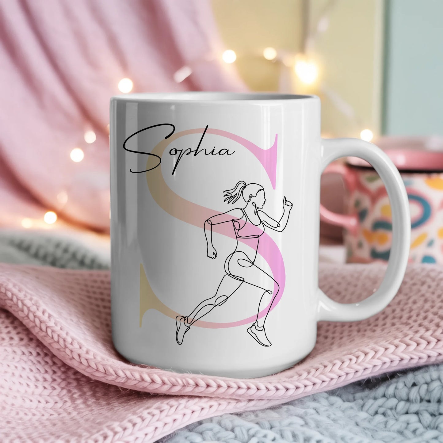 Personalisierte Tasse Mit Name Lineart Ultramarathonläuferin Für Ultramarathon Fans 4