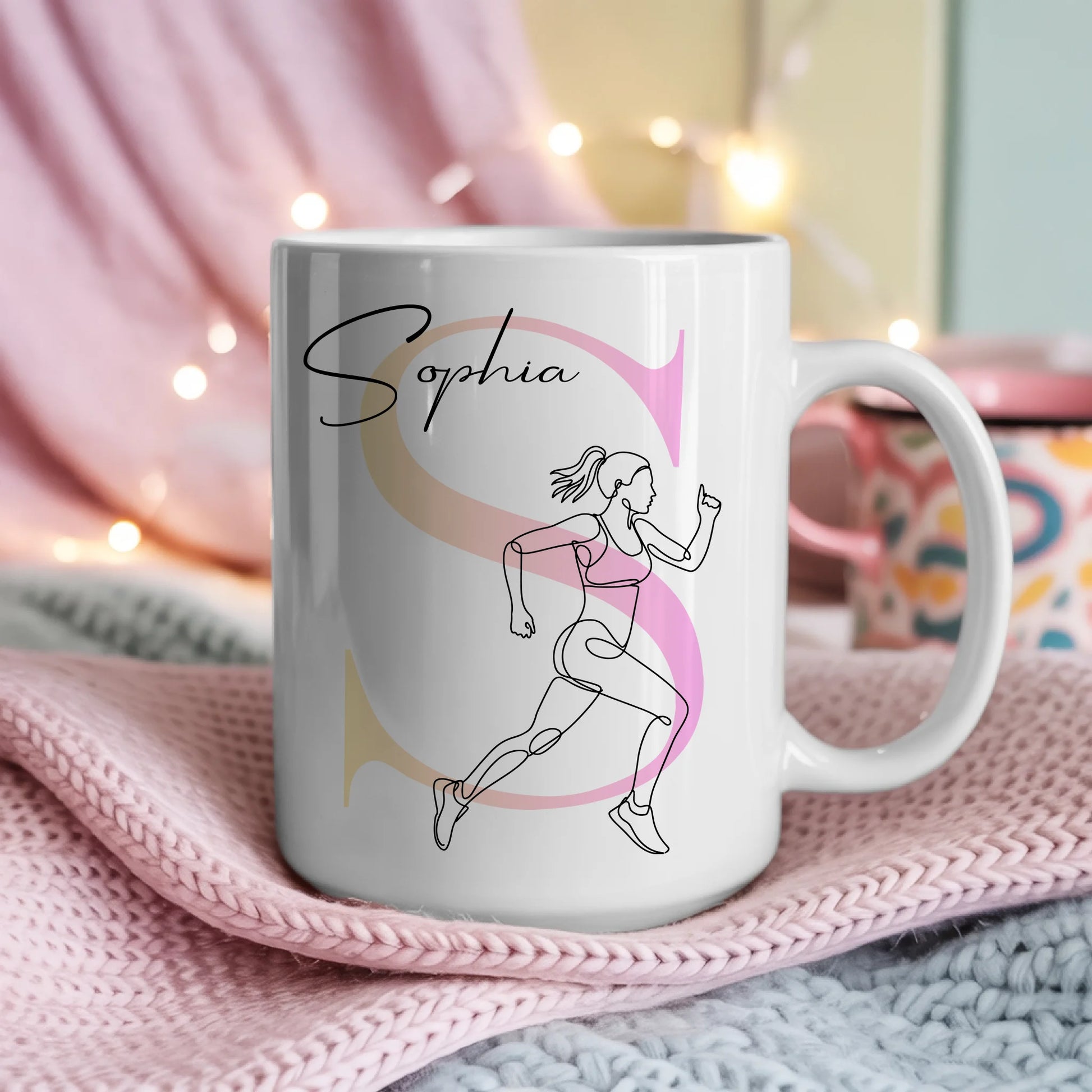 Personalisierte Tasse Mit Name Lineart Ultramarathonläuferin Für Ultramarathon Fans 4