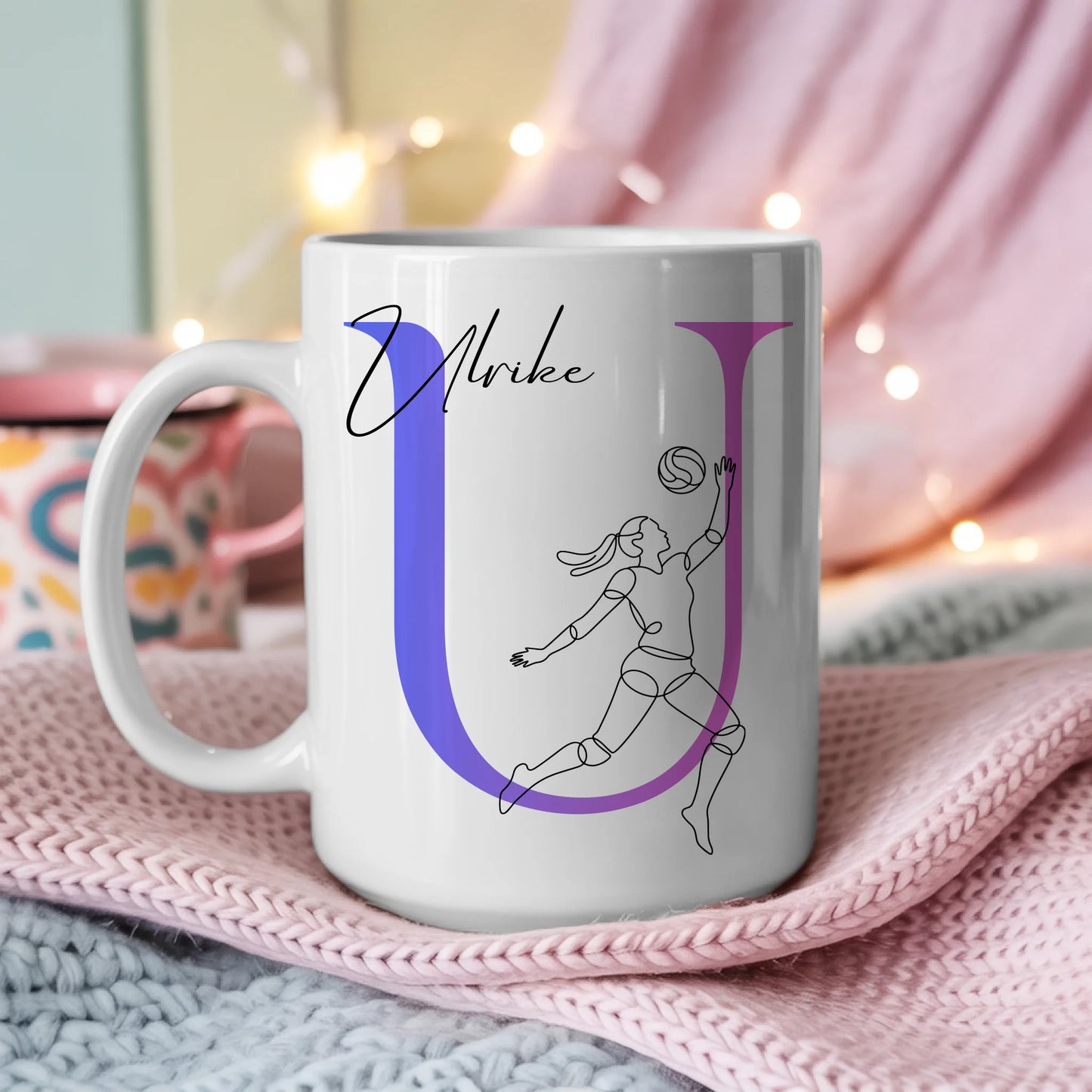 Ausgefallene Tassen Mit Name Lineart Volleyballerin Volleyball Personalisiert 3