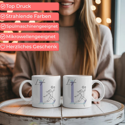 Kaffee Tasse Personalisiert mit Lineart Tischtennisspielerin für Tischtennis Fans 6