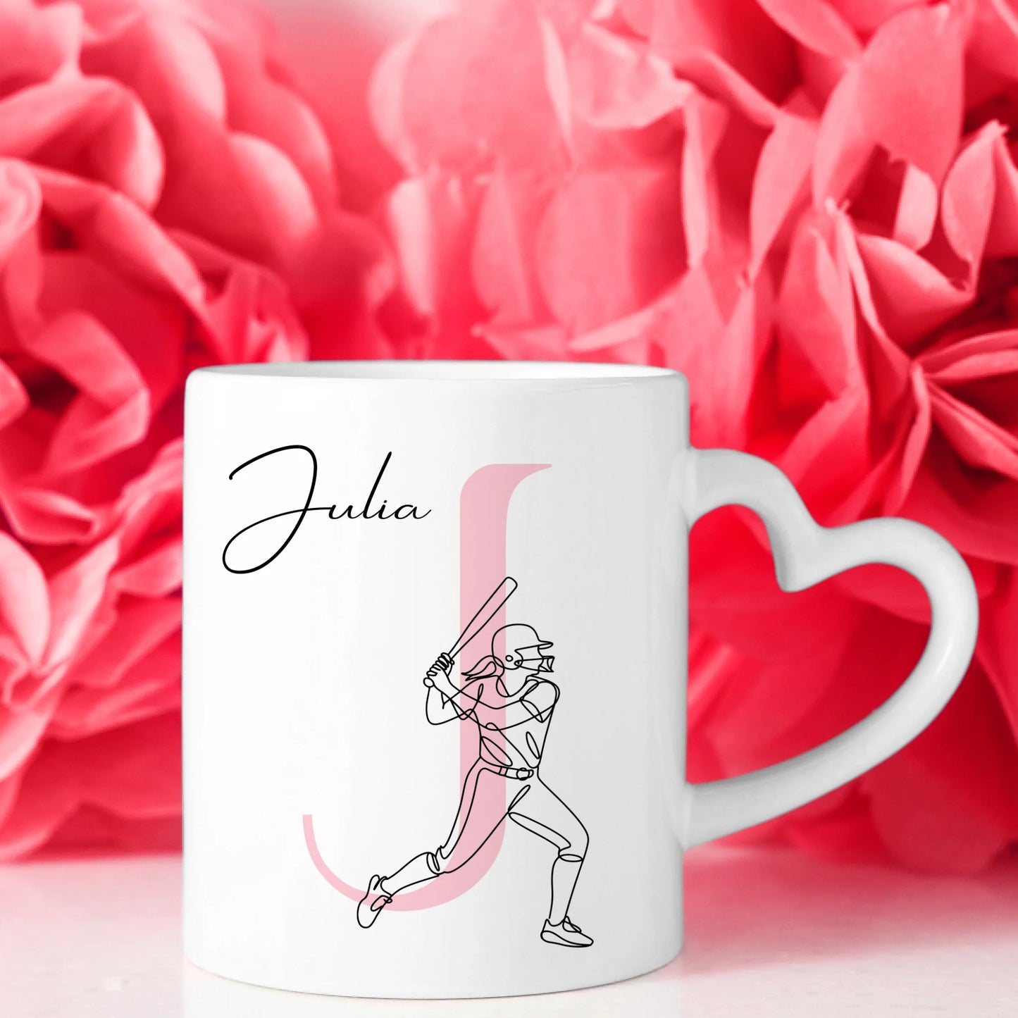 Kaffee Tasse Personalisiert Lineart Softballspielerin Softball Geschenk 8
