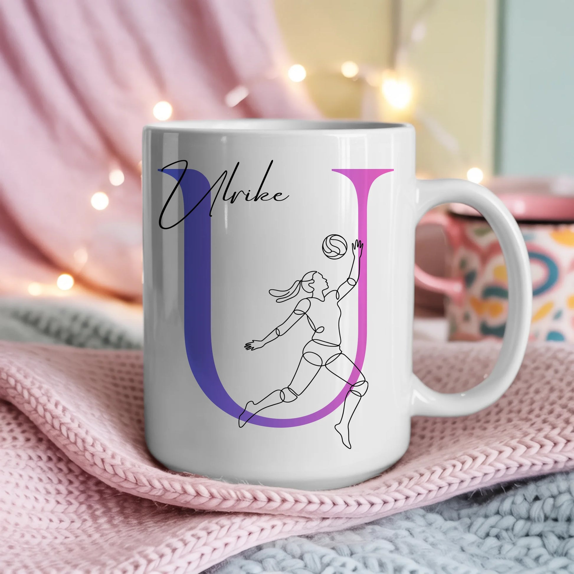 Ausgefallene Tassen Mit Name Lineart Volleyballerin Volleyball Personalisiert 4