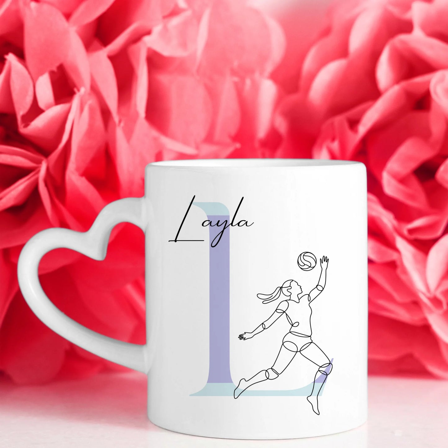 Kaffee Tasse Personalisiert mit Lineart Tischtennisspielerin für Tischtennis Fans 7