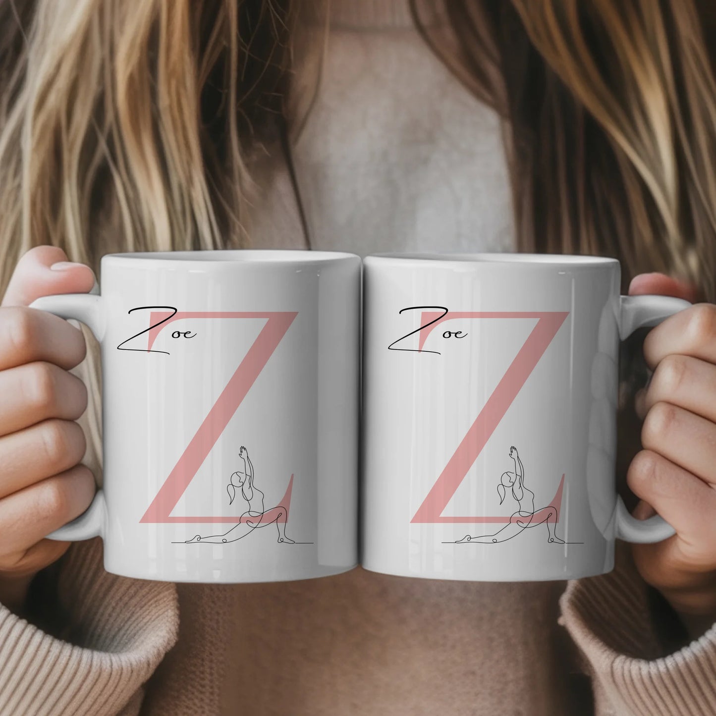 Kaffee Tasse Personalisiert Lineart Yogini Yoga Geschenk für Yoga Liebhaber 1