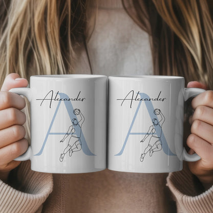 Ausgefallene Tassen Mit Name Lineart Basketball Basketballer personalisierte Geschenke 1
