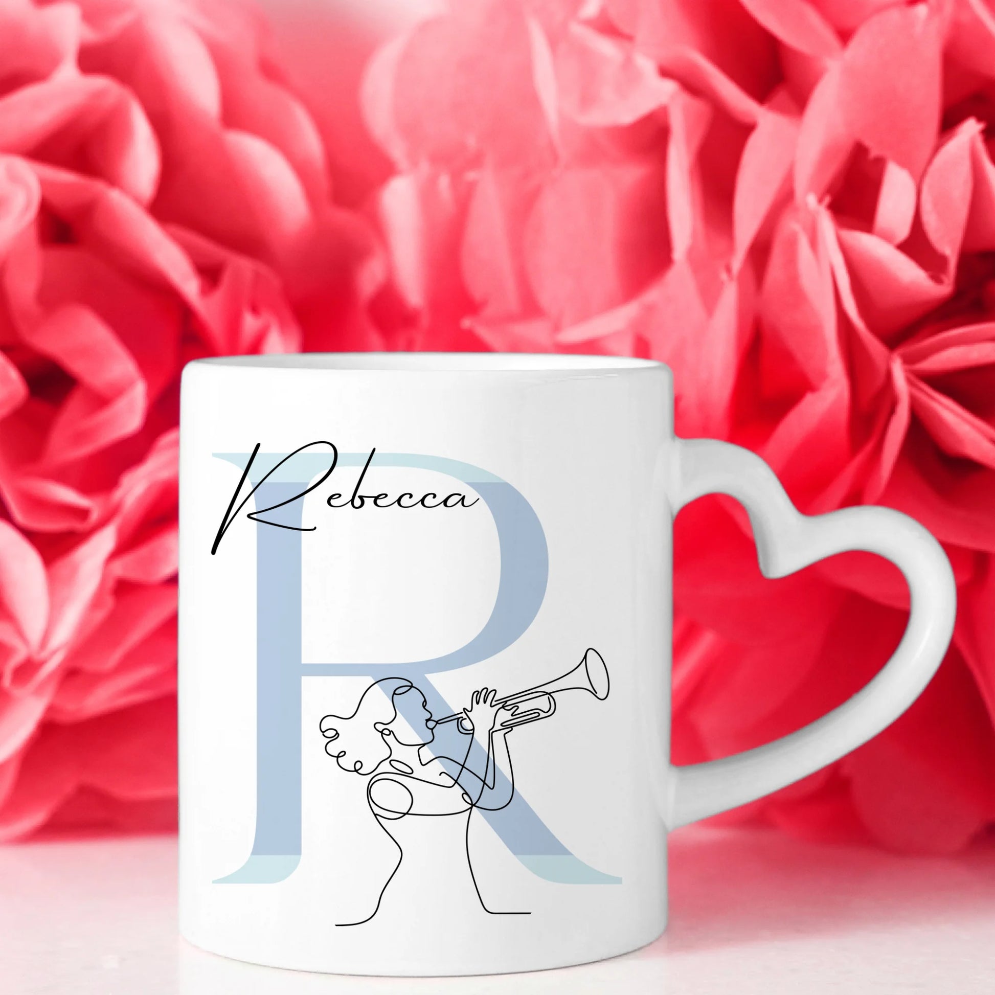Kaffee Tasse Personalisiert Lineart Trompeterin mit Trompete als einzigartiges Geschenk 8