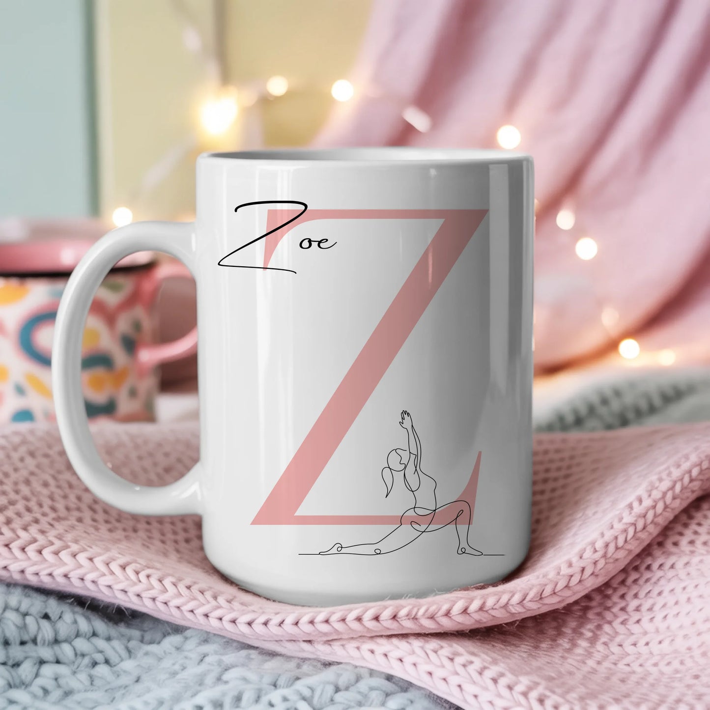 Kaffee Tasse Personalisiert Lineart Yogini Yoga Geschenk für Yoga Liebhaber 3