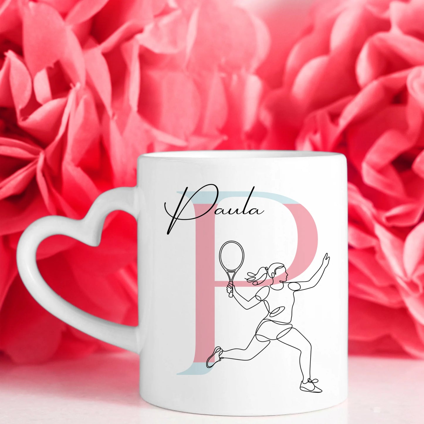 Ausgefallene Tassen Mit Name Lineart Tennisspielerin Tennis Personalisiertes Geschenk 7