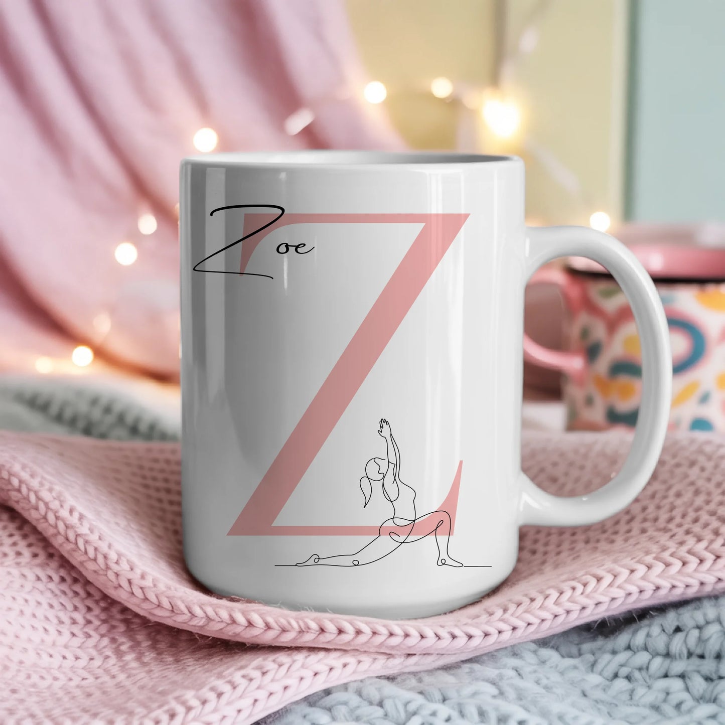 Kaffee Tasse Personalisiert Lineart Yogini Yoga Geschenk für Yoga Liebhaber 4