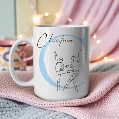 Personalisierte Tasse Mit Name Lineart Ballett Balletttänzer Geschenk für Ballettliebhaber 3