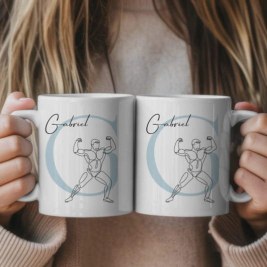 Personalisierte Tasse Mit Name Und Lineart Bodybuilding Bodybuilder Geschenk für Sportfans 1