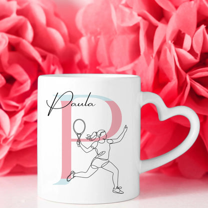 Ausgefallene Tassen Mit Name Lineart Tennisspielerin Tennis Personalisiertes Geschenk 8