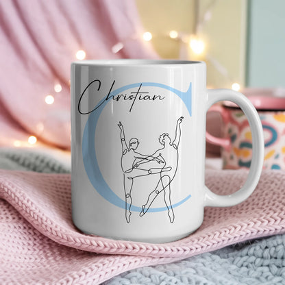 Personalisierte Tasse Mit Name Lineart Ballett Balletttänzer Geschenk für Ballettliebhaber 4