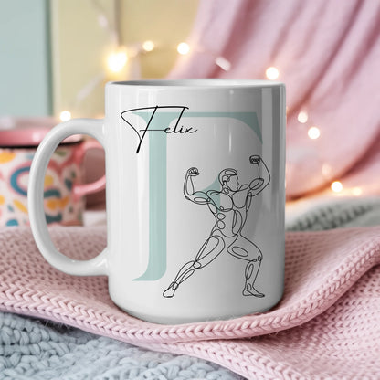 Personalisierte Tasse Mit Name Und Lineart Bodybuilding Bodybuilder Geschenk 3