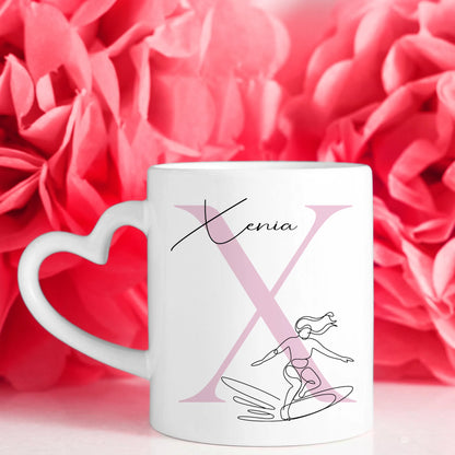 Ausgefallene Tassen Mit Name Lineart Wellenreiterin Wellenreiten Personalisiertes Geschenk 7