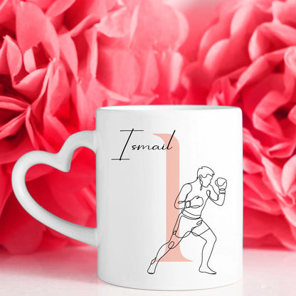 Kaffee Tasse Personalisiert mit Lineart Boxer Motiv in Boxen Design 7
