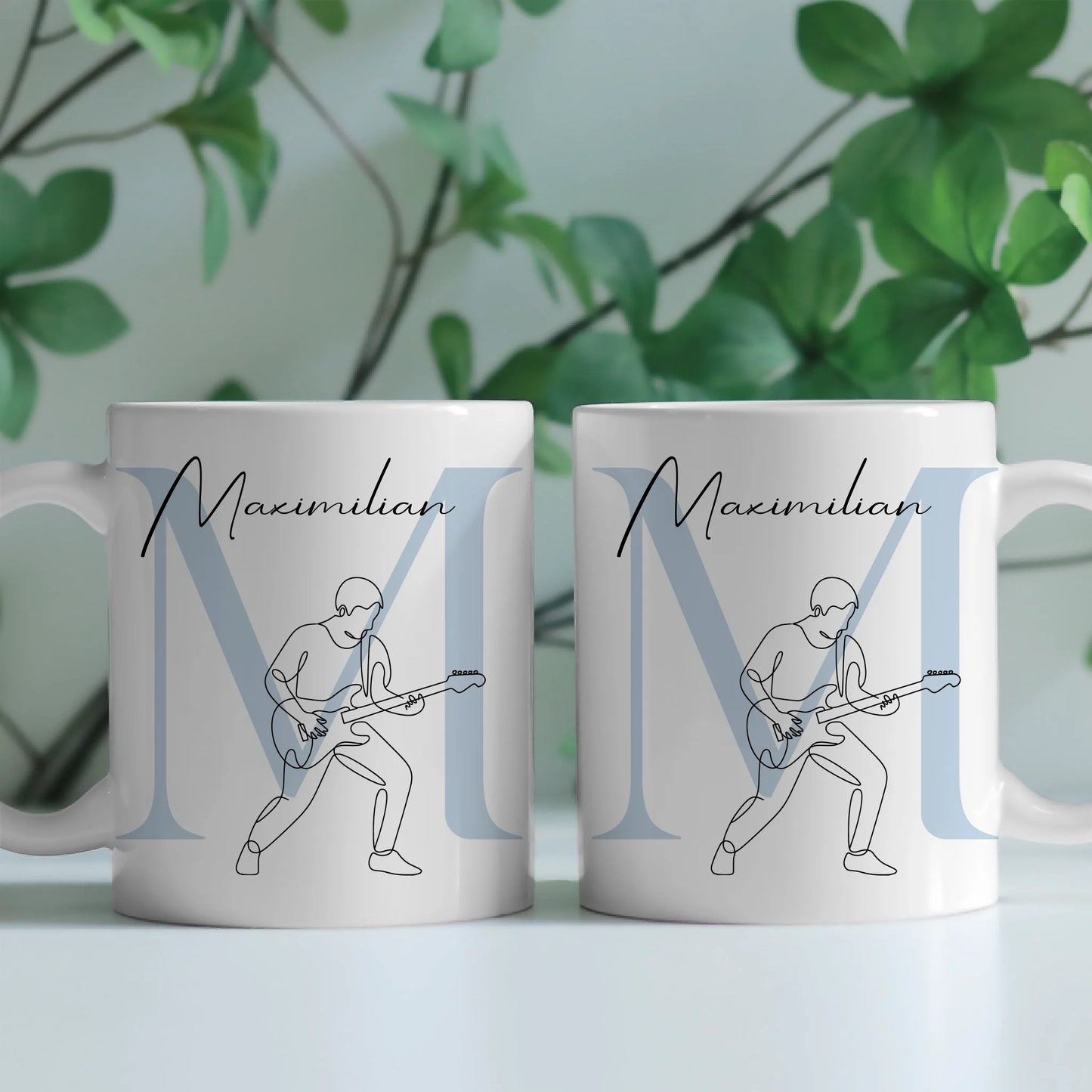 Personalisierte Tasse Mit Name Lineart E-Gitarre E-Gitarrist Geschenkidee 2