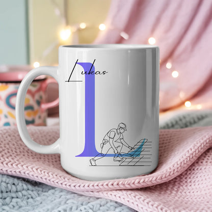 Personalisierte Kaffee Tasse mit Lineart Dachdecker Motiv für Dachdecker Fans 3