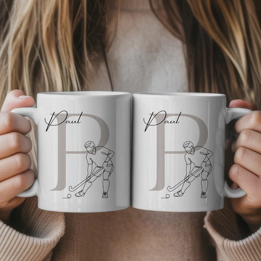 Kaffee Tasse Personalisiert mit Lineart Feldhockey Spieler Geschenk 1