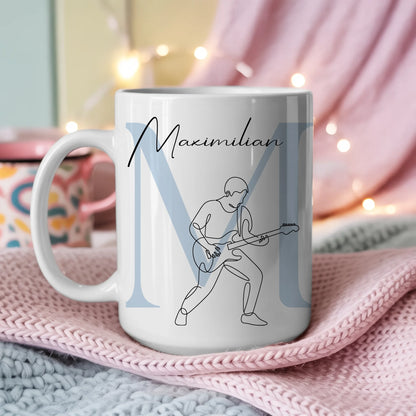 Personalisierte Tasse Mit Name Lineart E-Gitarre E-Gitarrist Geschenkidee 3