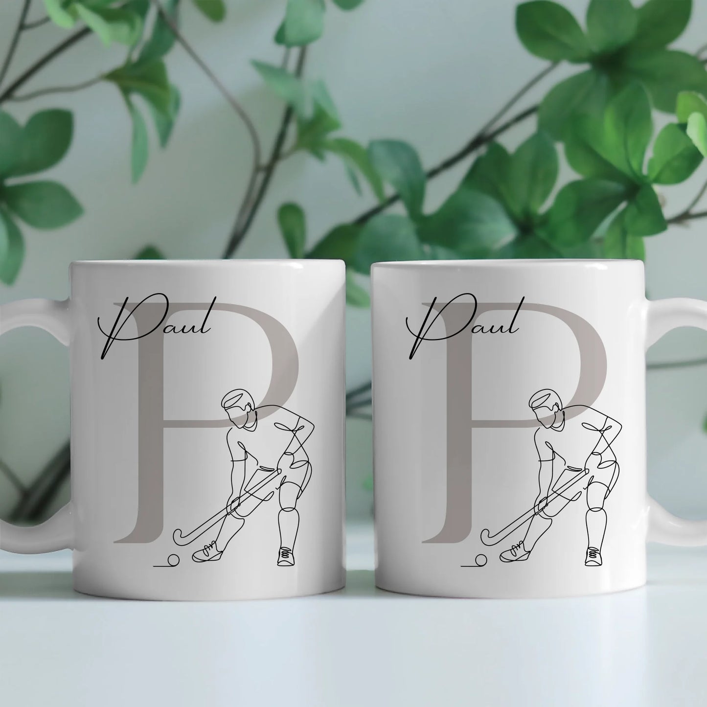 Kaffee Tasse Personalisiert mit Lineart Feldhockey Spieler Geschenk 2