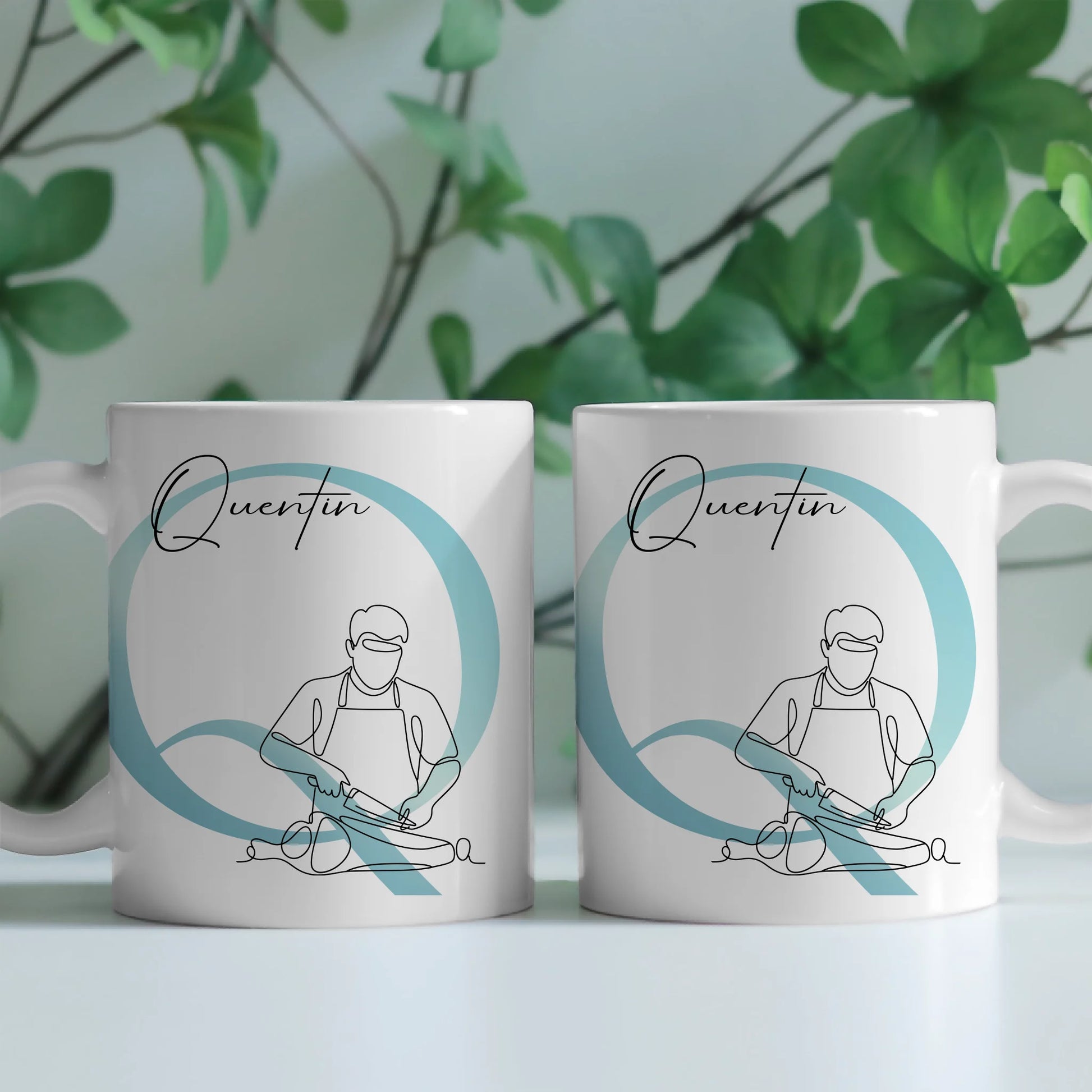 Ausgefallene Tassen Mit Name Lineart Fleischer Personalisiertes Geschenk für Fleischliebhaber 2