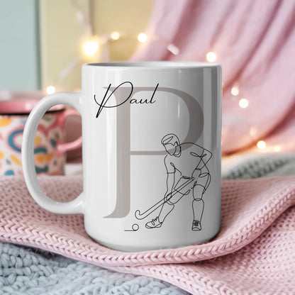 Kaffee Tasse Personalisiert mit Lineart Feldhockey Spieler Geschenk 3