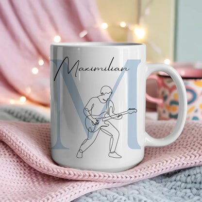 Personalisierte Tasse Mit Name Lineart E-Gitarre E-Gitarrist Geschenkidee 4