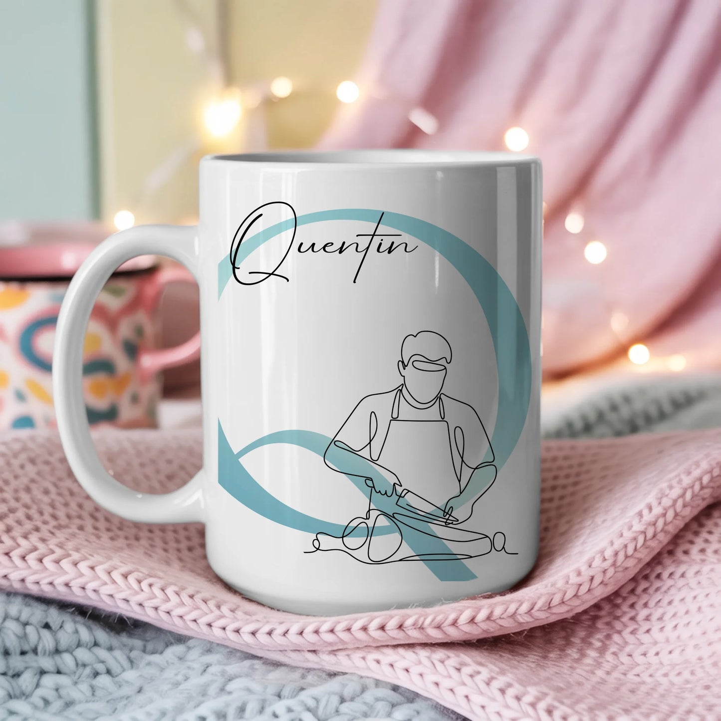 Ausgefallene Tassen Mit Name Lineart Fleischer Personalisiertes Geschenk für Fleischliebhaber 3