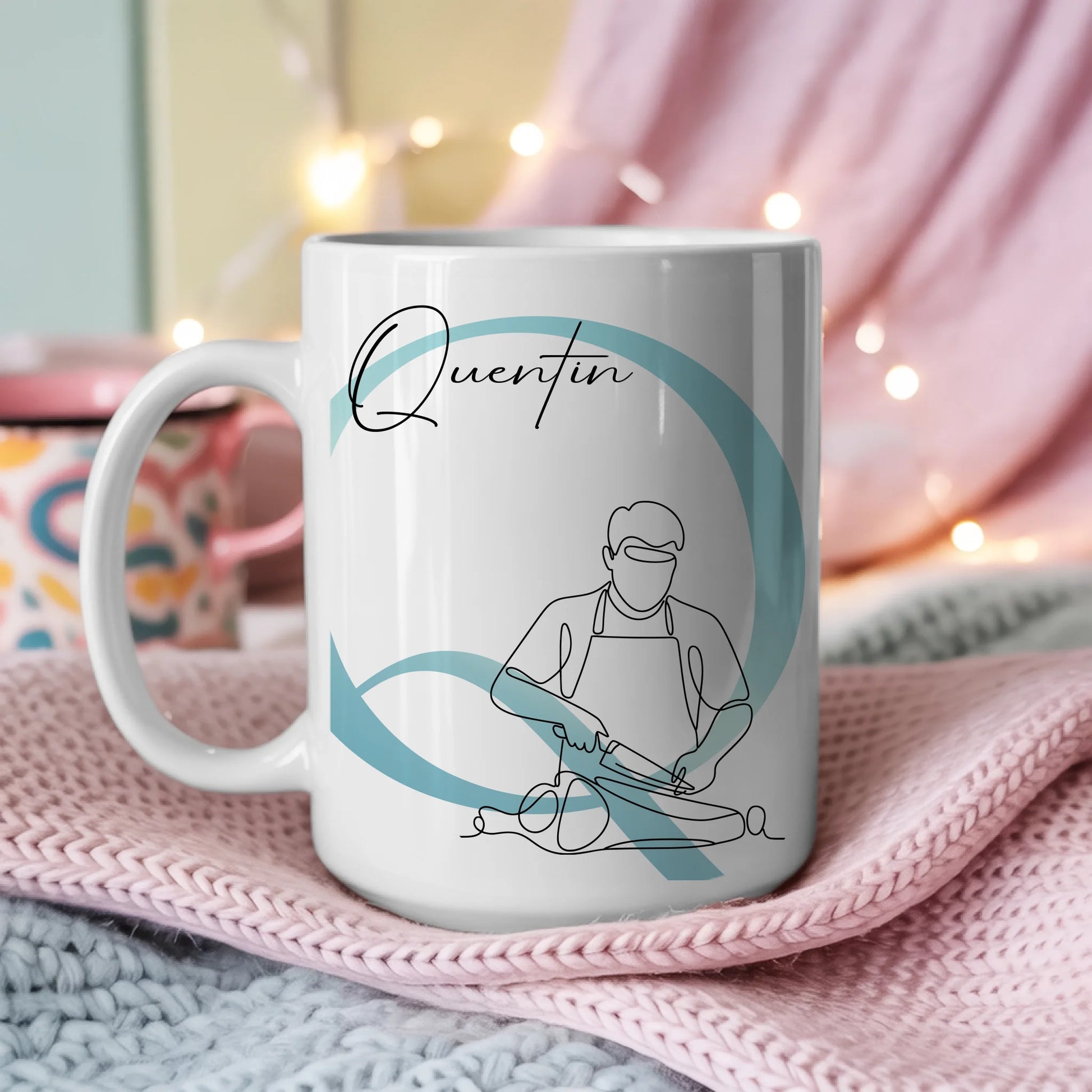 Ausgefallene Tassen Mit Name Lineart Fleischer Personalisiertes Geschenk für Fleischliebhaber 3