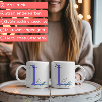 Personalisierte Kaffee Tasse mit Lineart Dachdecker Motiv für Dachdecker Fans 6