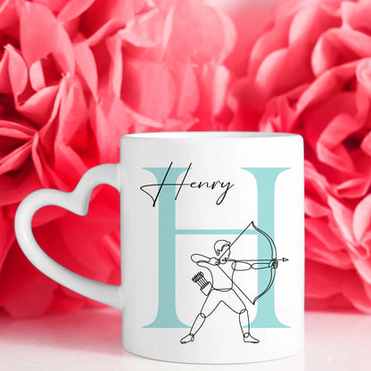 Kaffee Tasse Personalisiert mit Lineart Bogenschießen für Bogenschützen Geschenk 7