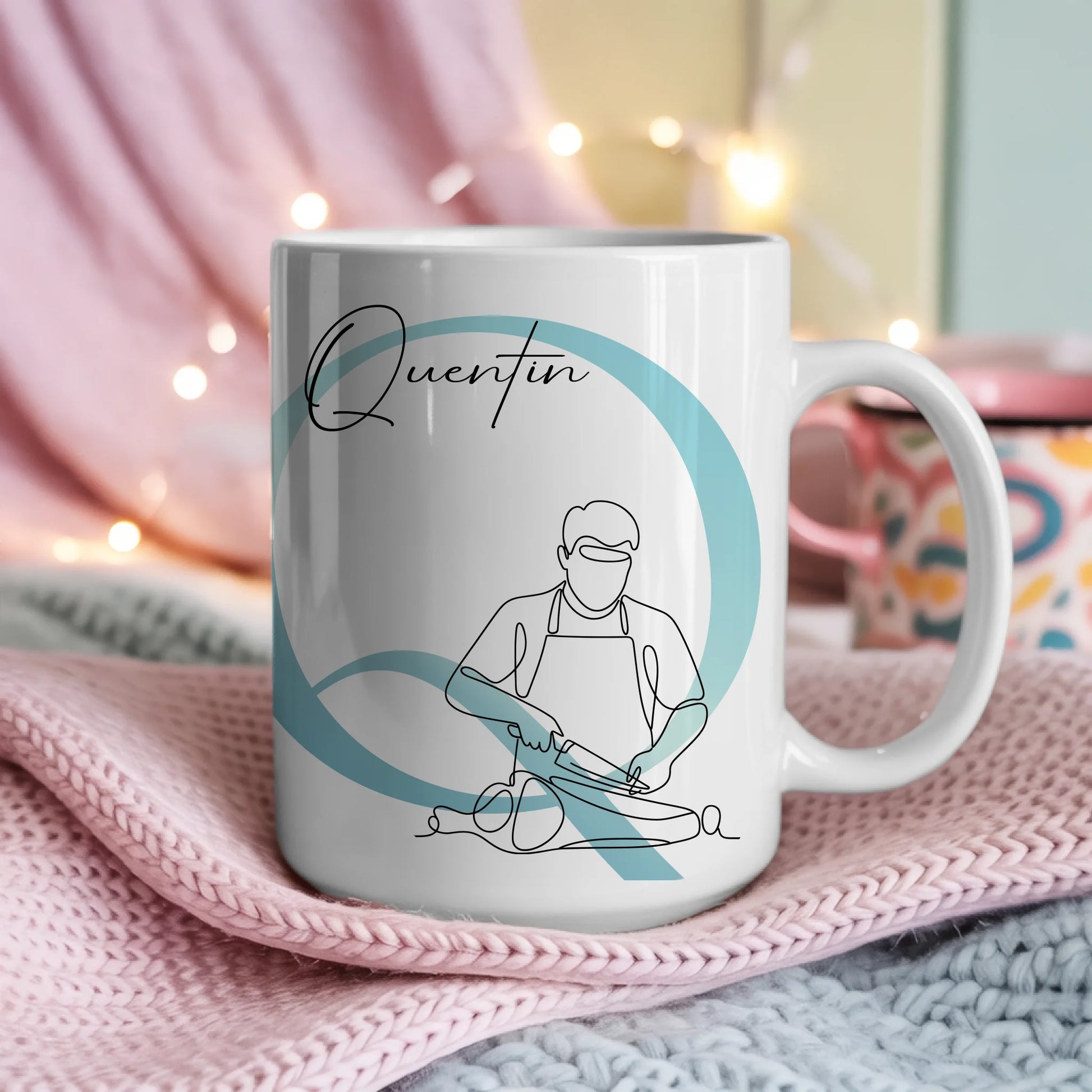 Ausgefallene Tassen Mit Name Lineart Fleischer Personalisiertes Geschenk für Fleischliebhaber 4