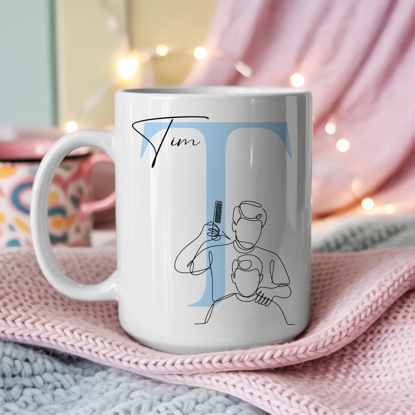 Personalisierte Tasse Mit Name Lineart Friseur Friseur Geschenk 3