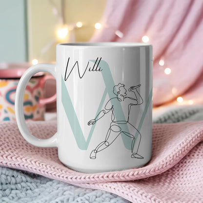 Kaffee Tasse Personalisiert mit Lineart Gesang Sänger individuell gestaltbar 3