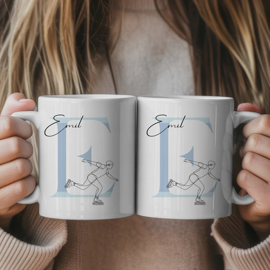 Kaffee Tasse Personalisiert mit Lineart Inline Skaten für Inline Skater Geschenkidee 1