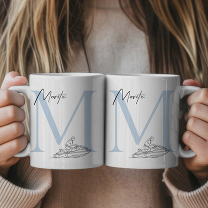 Personalisierte Tasse Mit Name Und Lineart Jetskifahren Jetskifahrer Geschenk 1