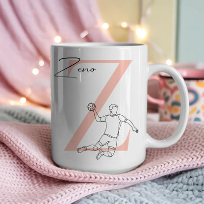 Personalisierte Tasse Mit Name Lineart Handball Handballer Geschenkidee 4