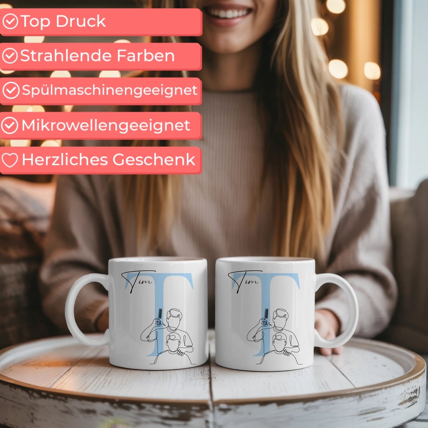 Personalisierte Tasse Mit Name Lineart Friseur Friseur Geschenk 6