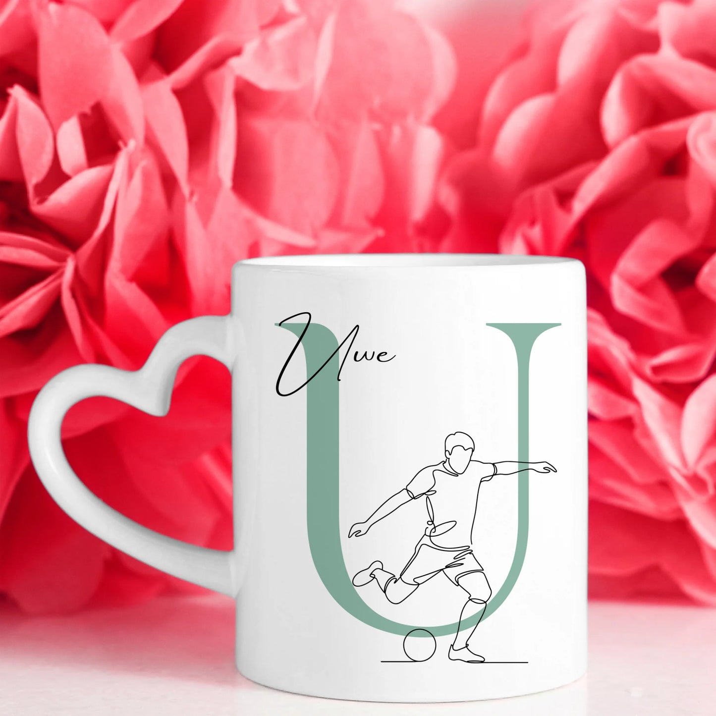 Personalisierte Kaffee Tasse mit Lineart Fußballer Motiv für Fußballfans 7