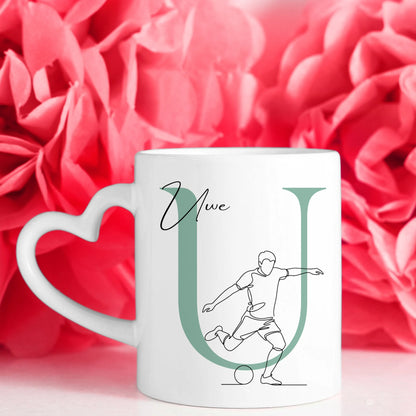 Personalisierte Kaffee Tasse mit Lineart Fußballer Motiv für Fußballfans 7